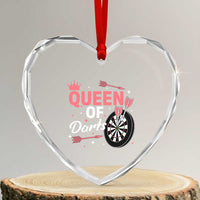 Queen Of Darts Bullseye Shooter Heart Crystal Glass Ornament Female Dartist Gift - Wonder Print Shop