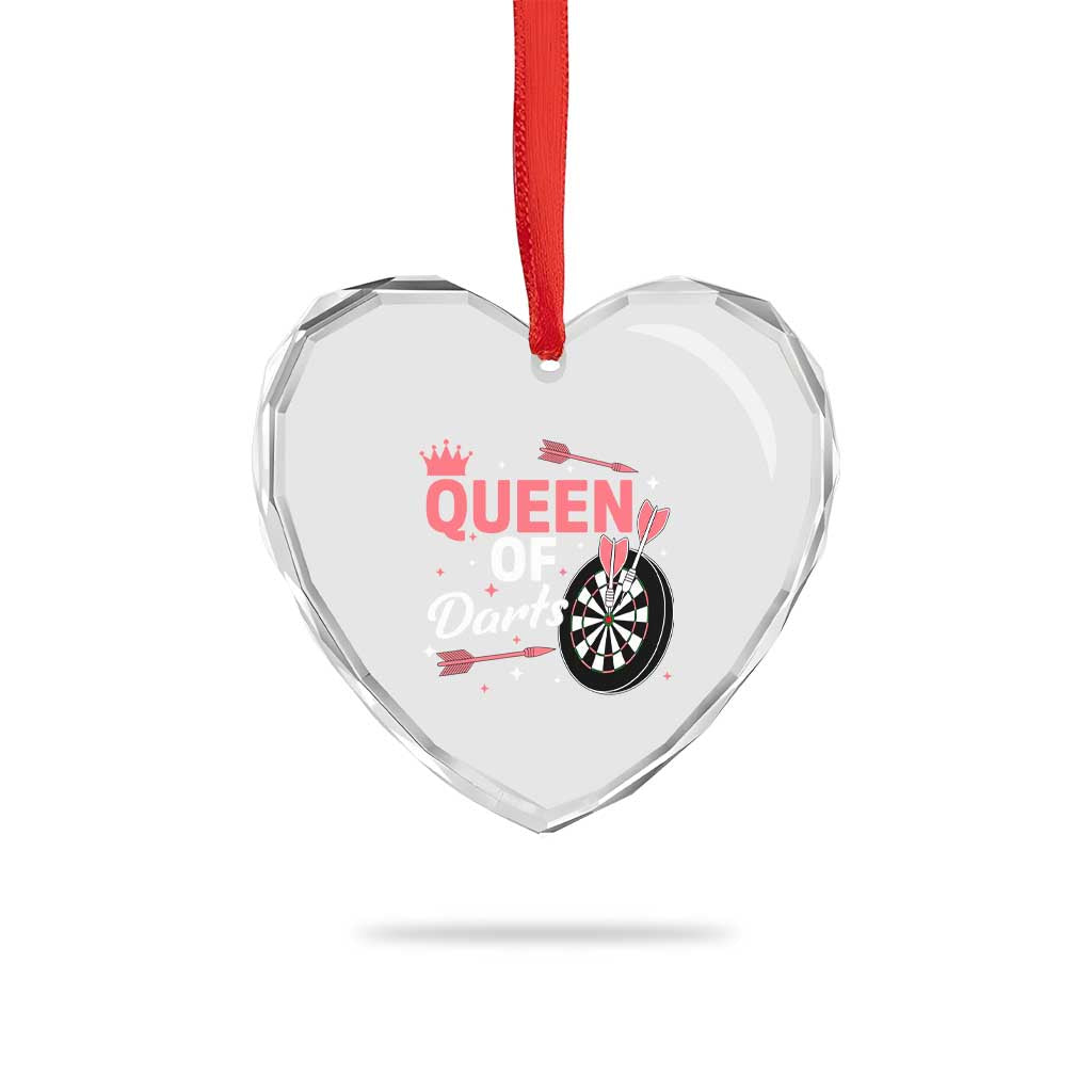 Queen Of Darts Bullseye Shooter Heart Crystal Glass Ornament Female Dartist Gift - Wonder Print Shop