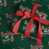 Queen Of Darts Bullseye Shooter Wrapping Paper Roll Female Dartist Gift - Wonder Print Shop