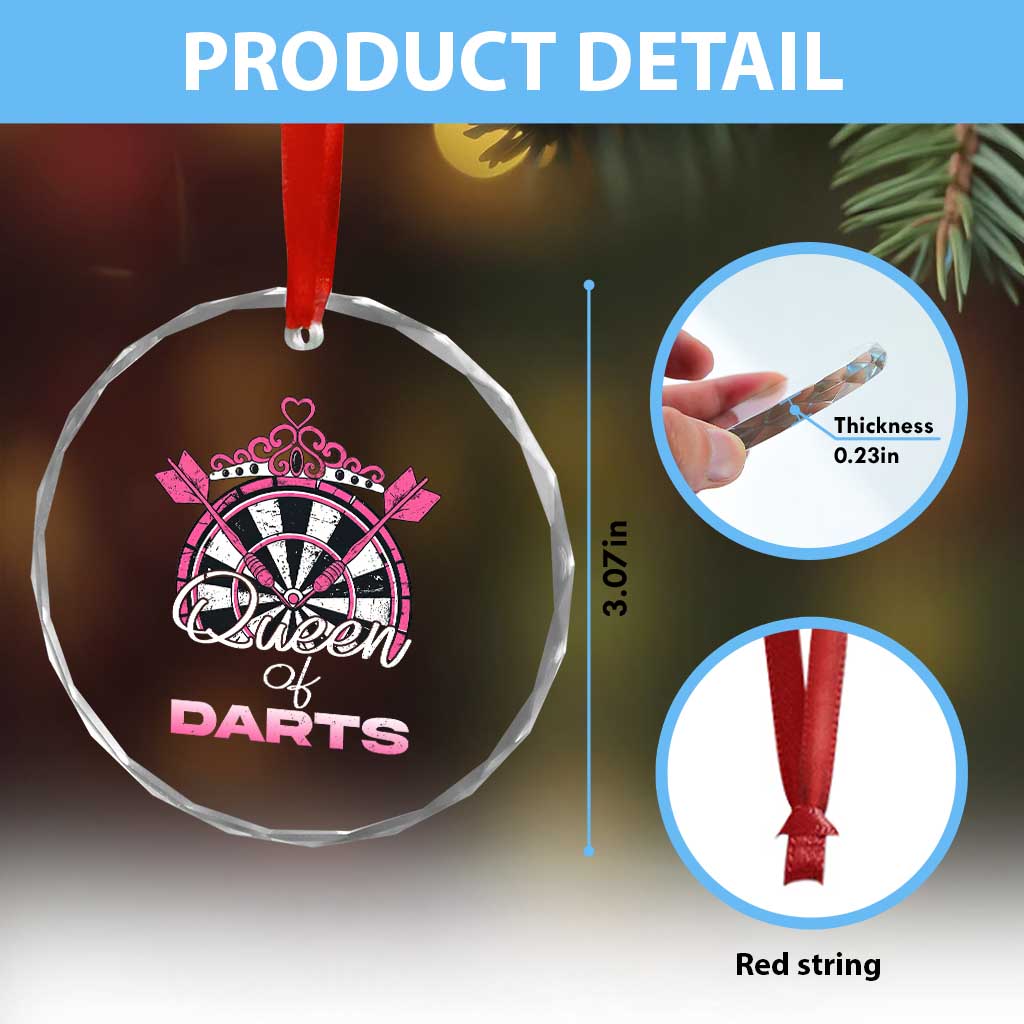 Queen Of Darts Crystal Glass Ornament Funny Dart Gift For Women - Wonder Print Shop