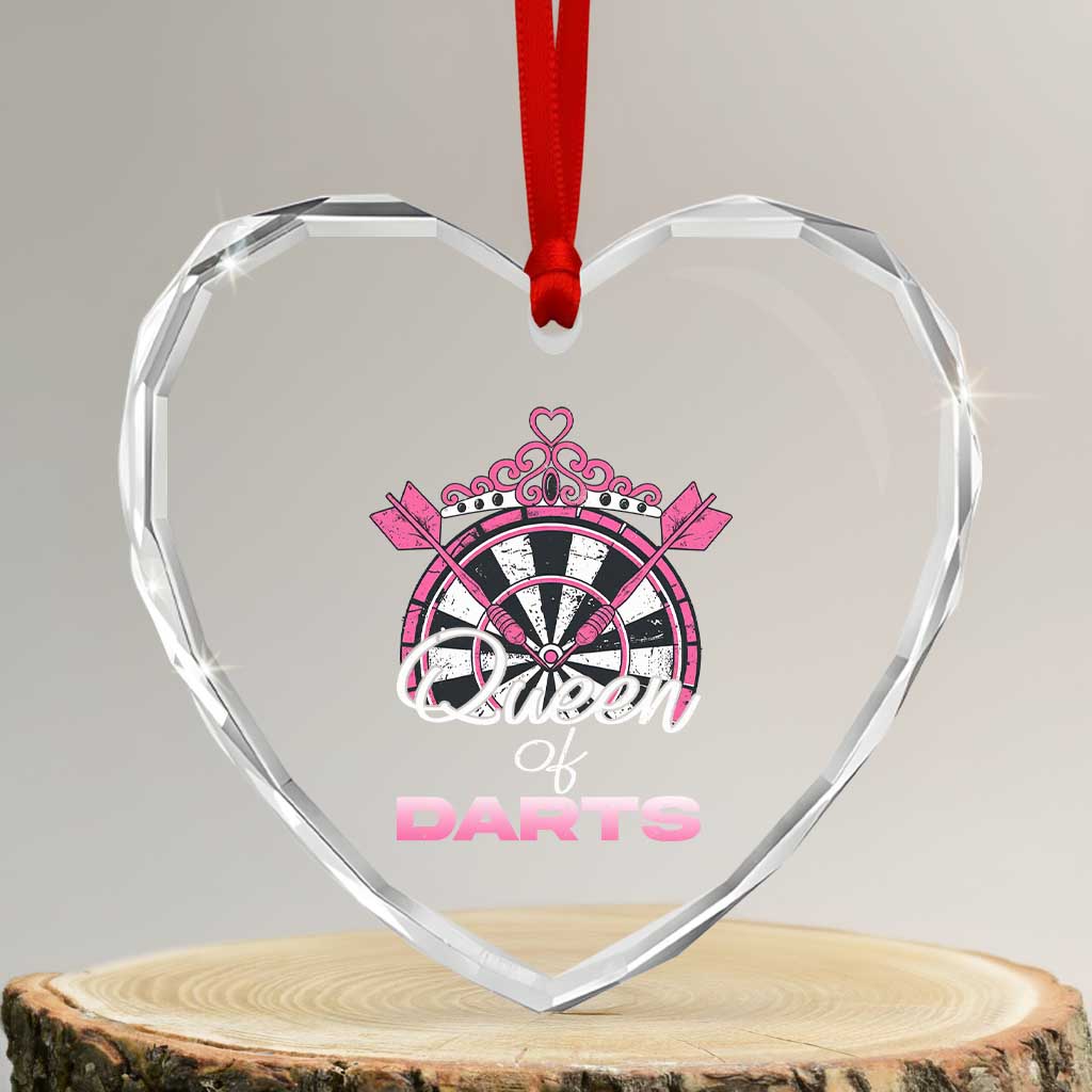 Queen Of Darts Heart Crystal Glass Ornament Funny Dart Gift For Women - Wonder Print Shop