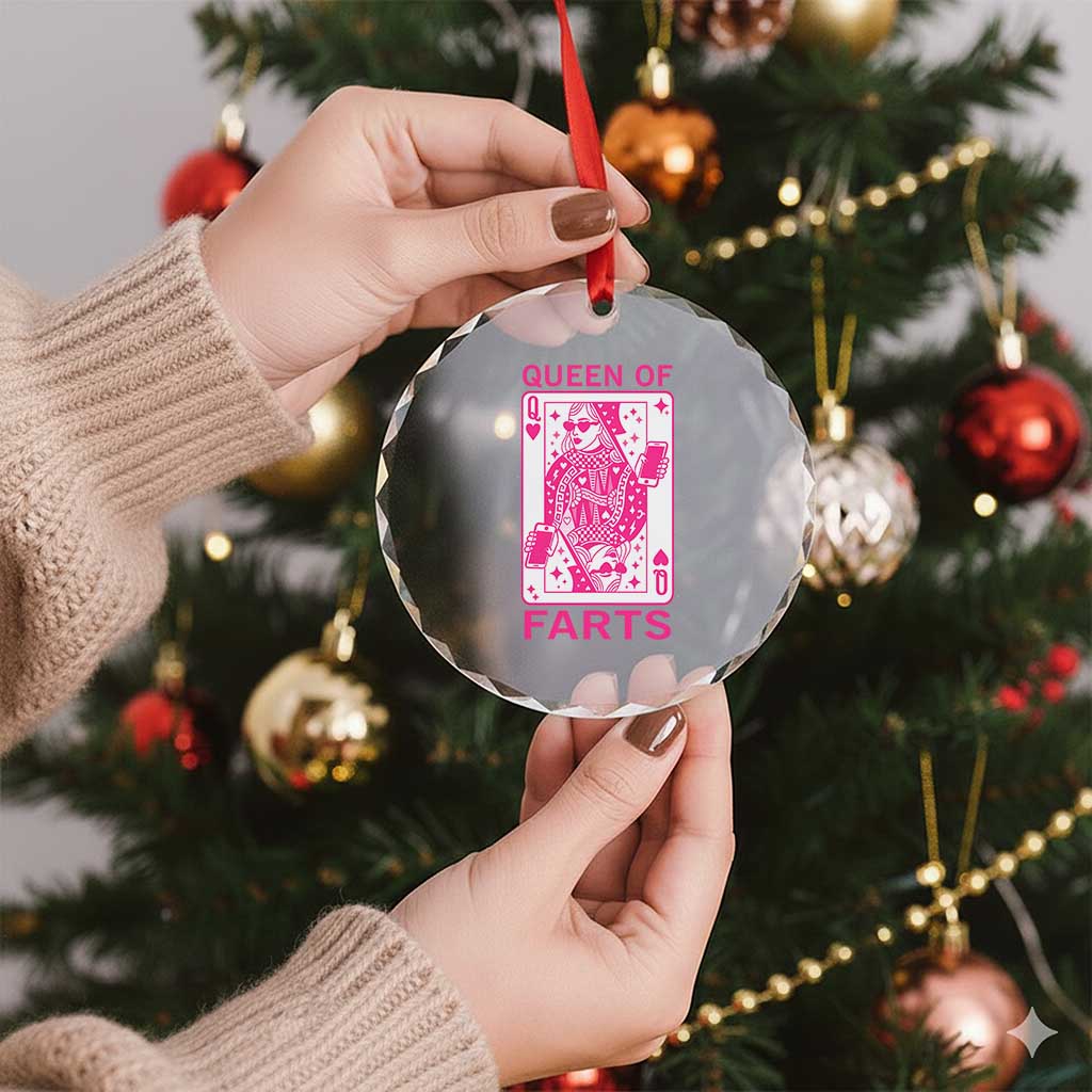 Queen of Farts Crystal Glass Ornament Funny Joke Inappropriate Fart Prank Gift - Wonder Print Shop