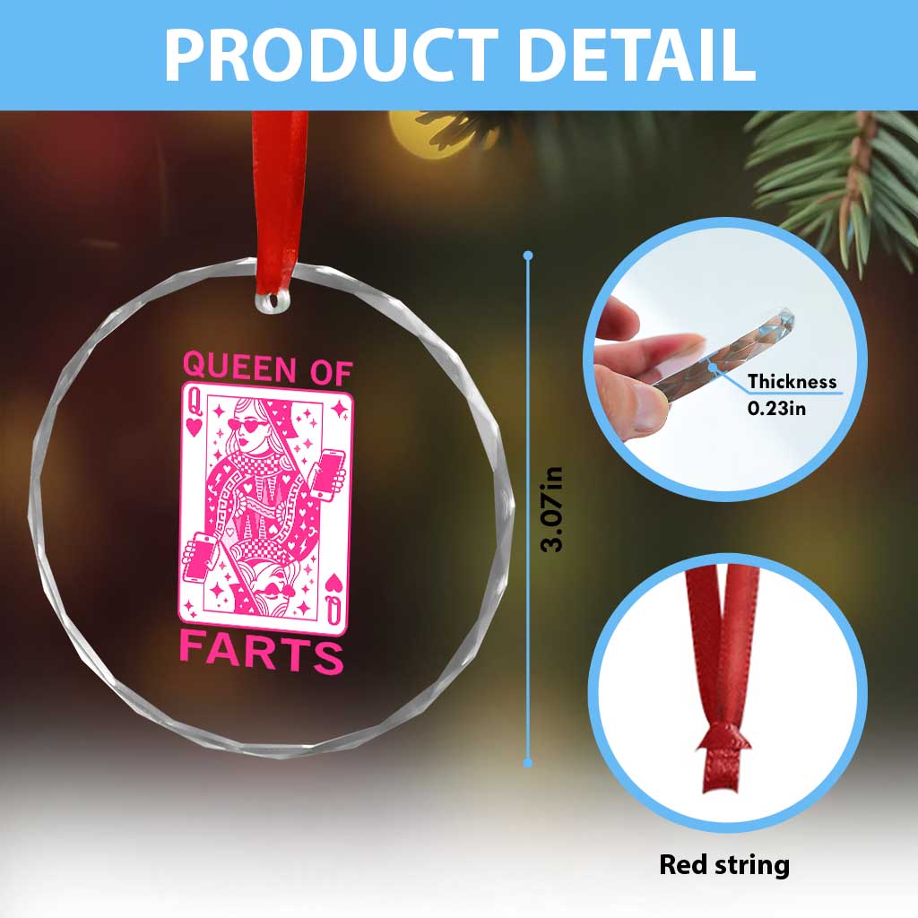 Queen of Farts Crystal Glass Ornament Funny Joke Inappropriate Fart Prank Gift - Wonder Print Shop