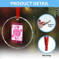 Queen of Farts Crystal Glass Ornament Funny Joke Inappropriate Fart Prank Gift - Wonder Print Shop