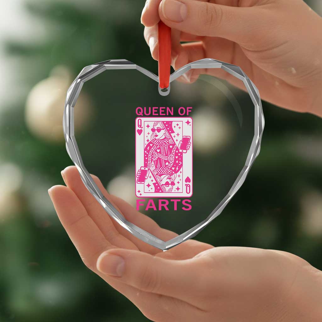 Queen of Farts Heart Crystal Glass Ornament Funny Joke Inappropriate Fart Prank Gift - Wonder Print Shop