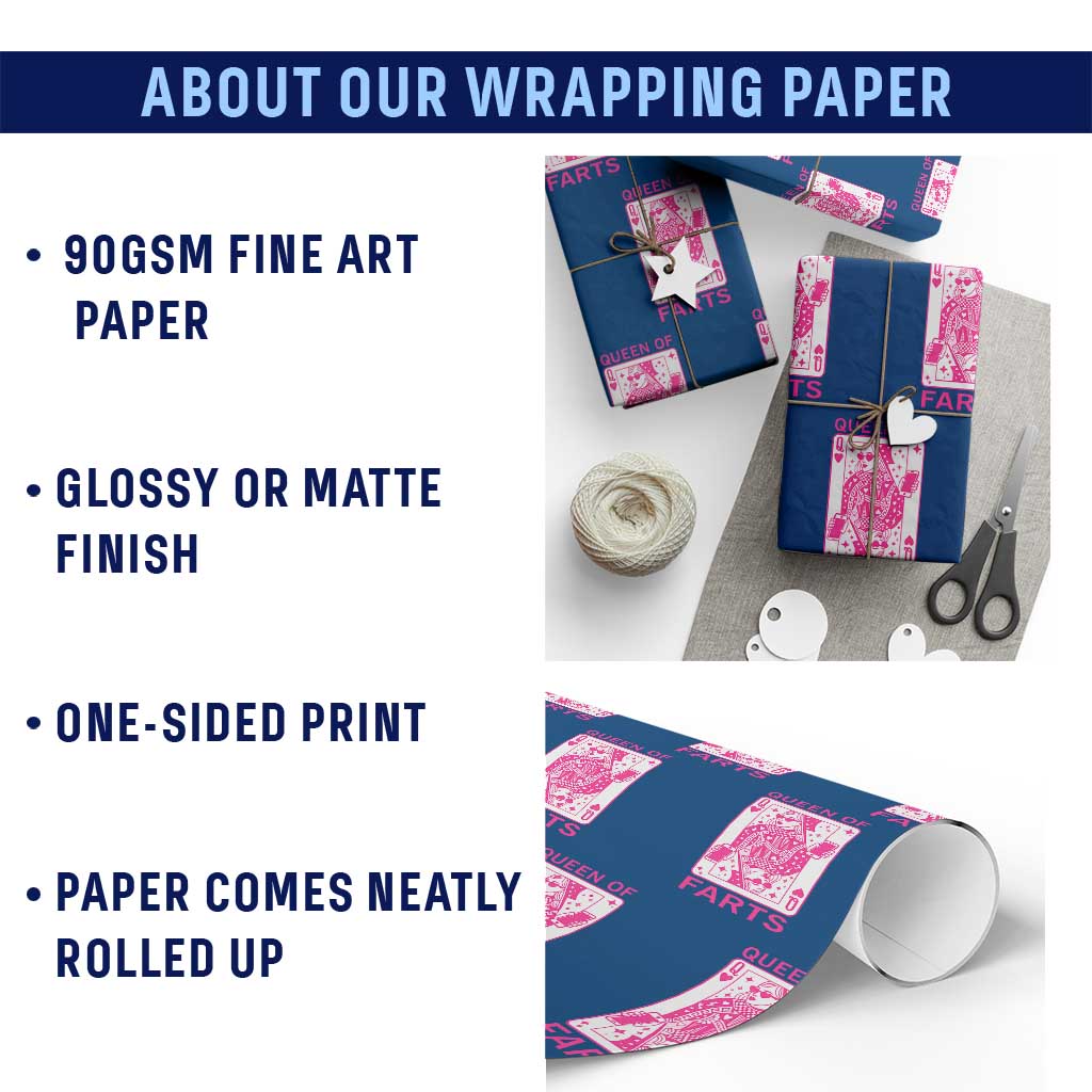 Queen of Farts Wrapping Paper Roll Funny Joke Inappropriate Fart Prank Gift - Wonder Print Shop