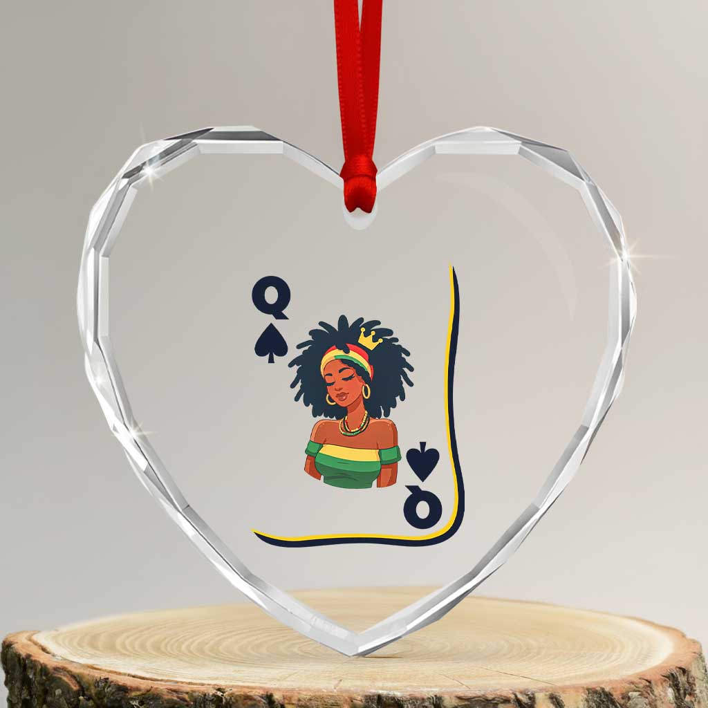 Queen Of Spades Black Girl Heart Crystal Glass Ornament African American Women Pride - Wonder Print Shop