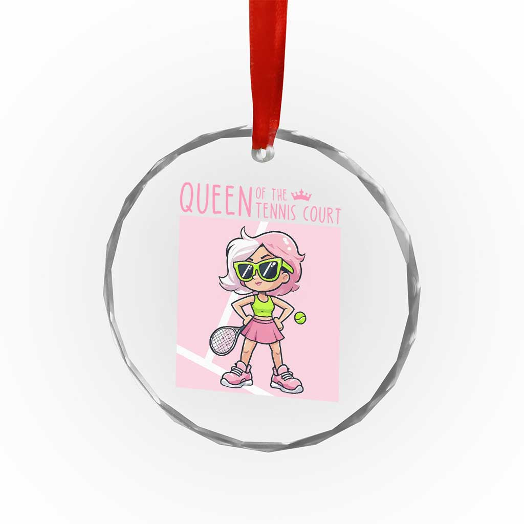 Queen Of The Court Crystal Glass Ornament Funny Tennis Player Gift For Women - Wonder Print Shop