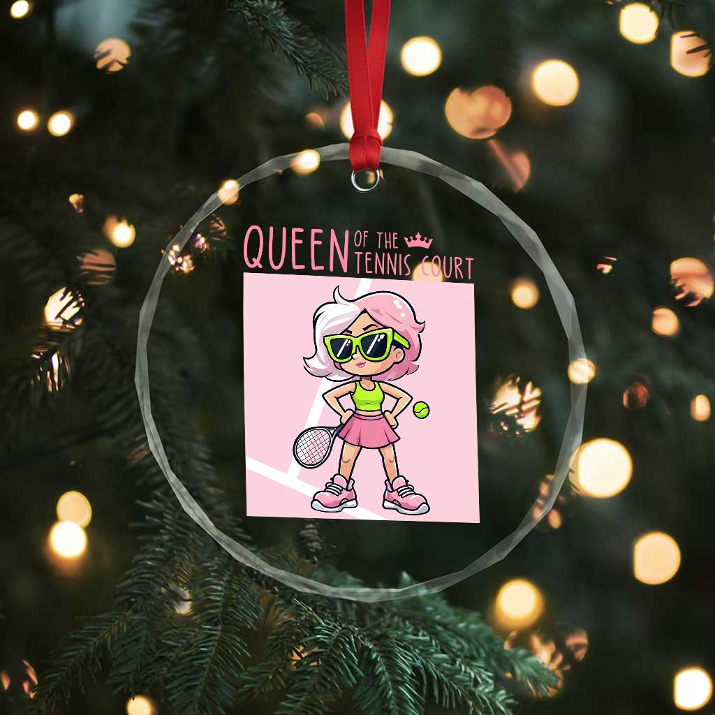 Queen Of The Court Crystal Glass Ornament Funny Tennis Player Gift For Women - Wonder Print Shop