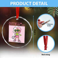 Queen Of The Court Crystal Glass Ornament Funny Tennis Player Gift For Women - Wonder Print Shop