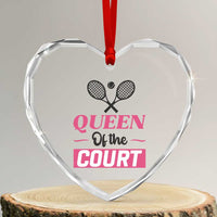 Queen Of The Court Heart Crystal Glass Ornament Funny Tennis Girl Gift - Wonder Print Shop