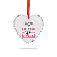 Queen Of The Court Heart Crystal Glass Ornament Funny Tennis Girl Gift - Wonder Print Shop