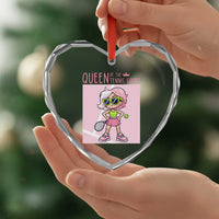 Queen Of The Court Heart Crystal Glass Ornament Funny Tennis Player Gift For Women - Wonder Print Shop