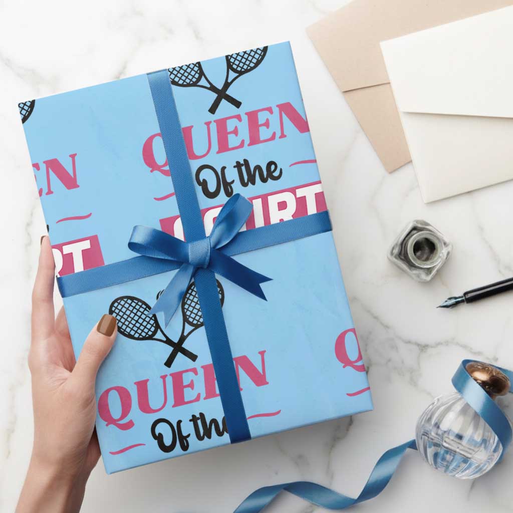 Queen Of The Court Wrapping Paper Roll Funny Tennis Girl Gift - Wonder Print Shop