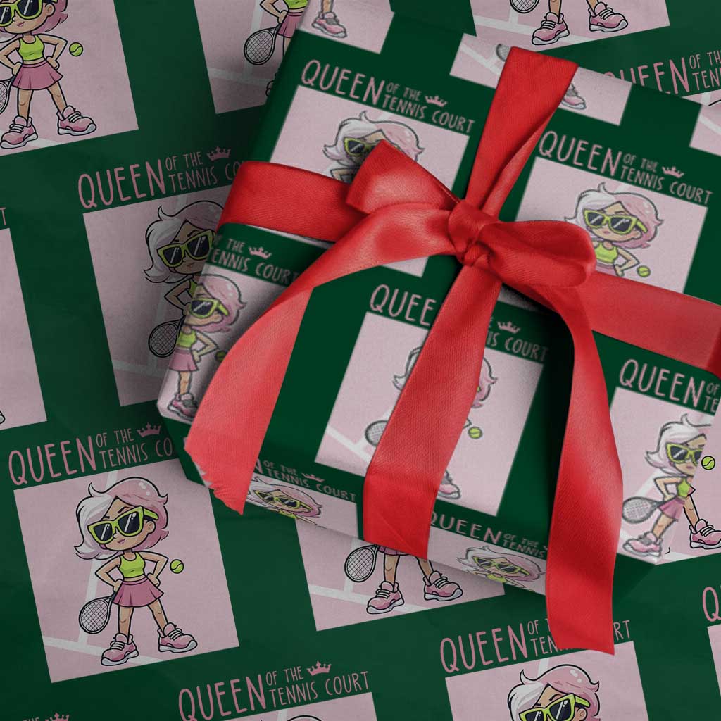 Queen Of The Court Wrapping Paper Roll Funny Tennis Player Gift For Women - Wonder Print Shop