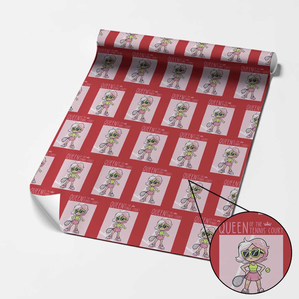 Queen Of The Court Wrapping Paper Roll Funny Tennis Player Gift For Women - Wonder Print Shop