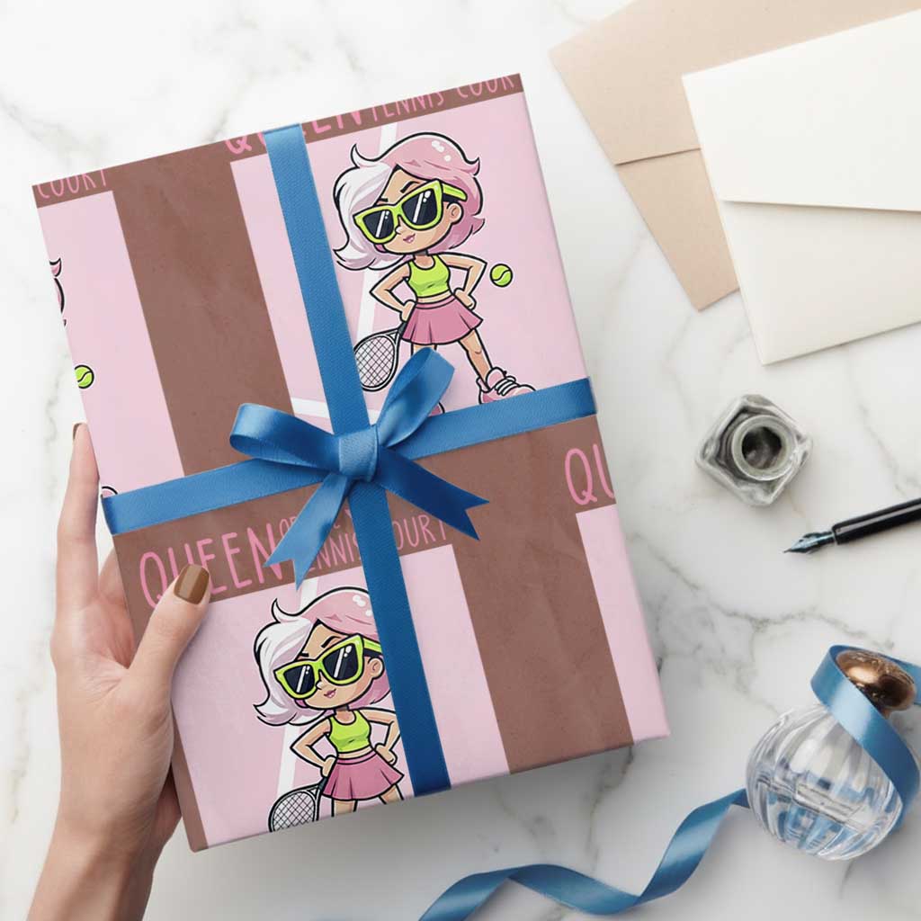 Queen Of The Court Wrapping Paper Roll Funny Tennis Player Gift For Women - Wonder Print Shop