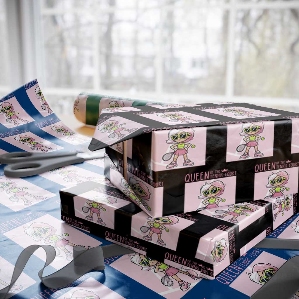 Queen Of The Court Wrapping Paper Roll Funny Tennis Player Gift For Women - Wonder Print Shop