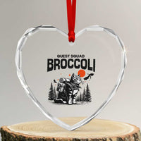 Quest Squad Broccoli Cat Heart Crystal Glass Ornament Funny Hiking Adventure Cute Camping Feline - Wonder Print Shop