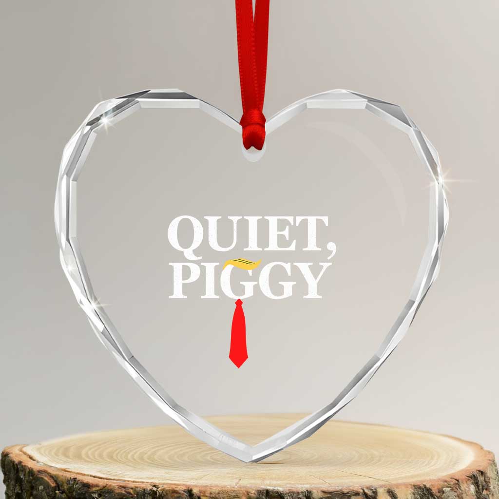 Quiet Piggy Funny Blonde Heart Crystal Glass Ornament Political Satire Humor Free Speech - Wonder Print Shop