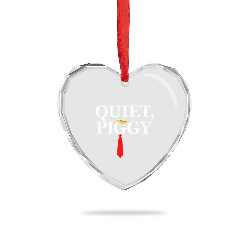 Quiet Piggy Funny Blonde Heart Crystal Glass Ornament Political Satire Humor Free Speech - Wonder Print Shop