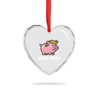 Quiet Piggy Funny Blonde Pig Heart Crystal Glass Ornament Political Satire Humor Free Speech Cute Cartoon - Wonder Print Shop