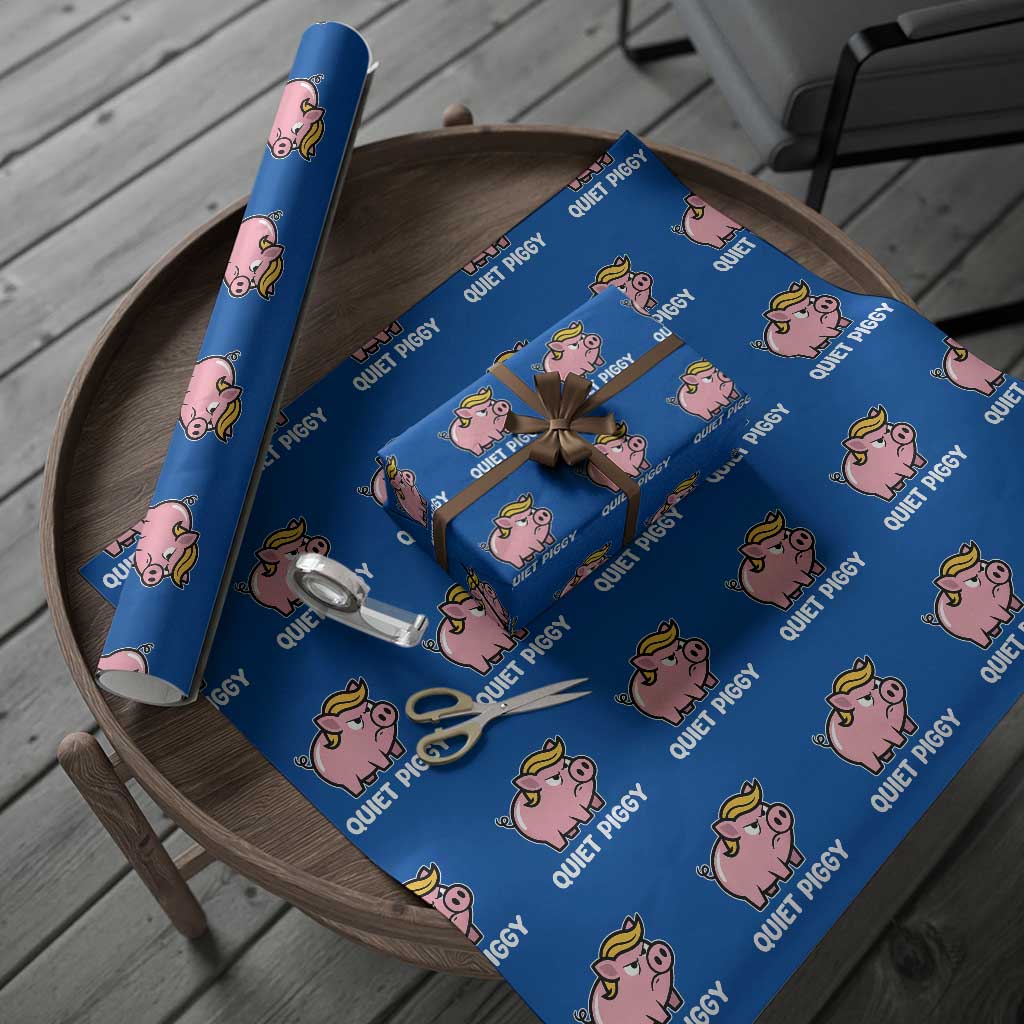 Quiet Piggy Funny Blonde Pig Wrapping Paper Roll Political Satire Humor Free Speech Cute Cartoon - Wonder Print Shop