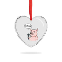 Quiet Piggy Funny Sarcastic Pig Heart Crystal Glass Ornament Political Satire Humor Free Speech - Wonder Print Shop