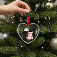 Quiet Piggy Funny Sarcastic Pig Heart Crystal Glass Ornament Political Satire Humor Free Speech - Wonder Print Shop