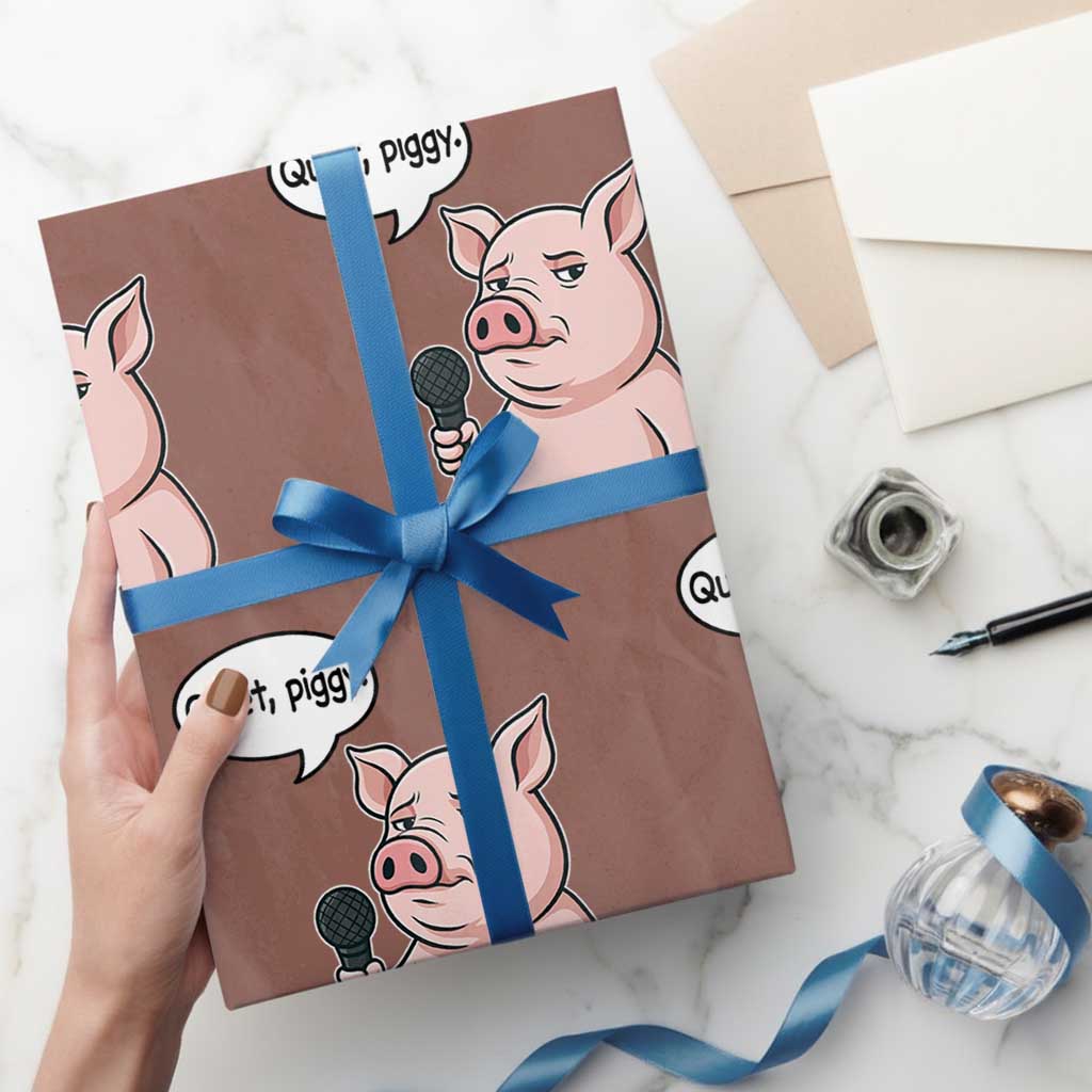 Quiet Piggy Funny Sarcastic Pig Wrapping Paper Roll Political Satire Humor Free Speech - Wonder Print Shop