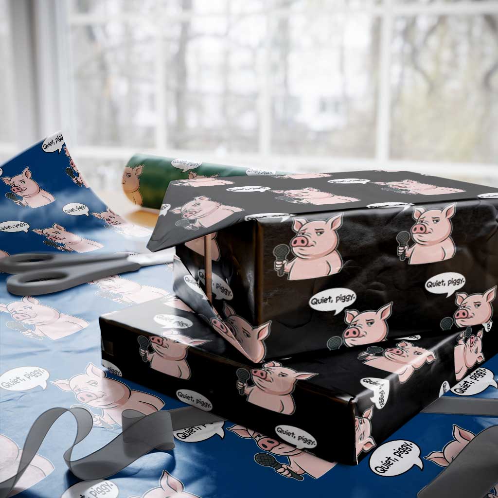 Quiet Piggy Funny Sarcastic Pig Wrapping Paper Roll Political Satire Humor Free Speech - Wonder Print Shop