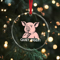 Quiet Piggy Funny Shushing Pig Crystal Glass Ornament Funny Political Satire Cute Cartoon Animal Humor - Wonder Print Shop
