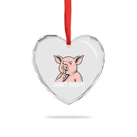 Quiet Piggy Funny Shushing Pig Heart Crystal Glass Ornament Funny Political Satire Cute Cartoon Animal Humor - Wonder Print Shop