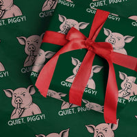 Quiet Piggy Funny Shushing Pig Wrapping Paper Roll Funny Political Satire Cute Cartoon Animal Humor - Wonder Print Shop