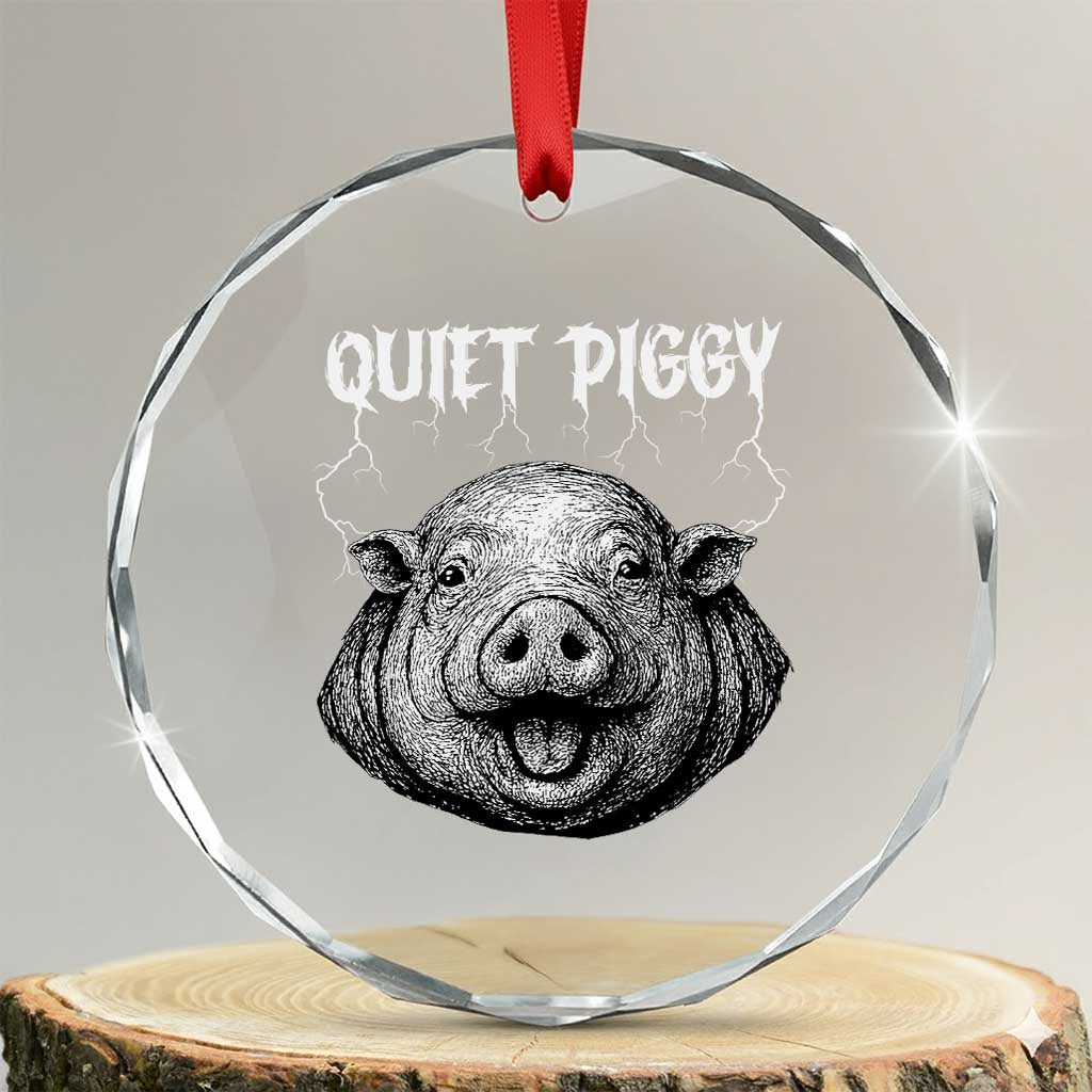 Quiet Piggy Metal Style Crystal Glass Ornament Dark Humor Pig Political Satire Humor Rock Aesthetic - Wonder Print Shop