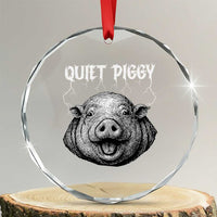 Quiet Piggy Metal Style Crystal Glass Ornament Dark Humor Pig Political Satire Humor Rock Aesthetic - Wonder Print Shop