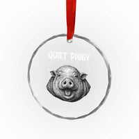 Quiet Piggy Metal Style Crystal Glass Ornament Dark Humor Pig Political Satire Humor Rock Aesthetic - Wonder Print Shop