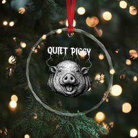 Quiet Piggy Metal Style Crystal Glass Ornament Dark Humor Pig Political Satire Humor Rock Aesthetic - Wonder Print Shop