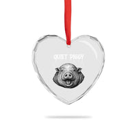 Quiet Piggy Metal Style Heart Crystal Glass Ornament Dark Humor Pig Political Satire Humor Rock Aesthetic - Wonder Print Shop