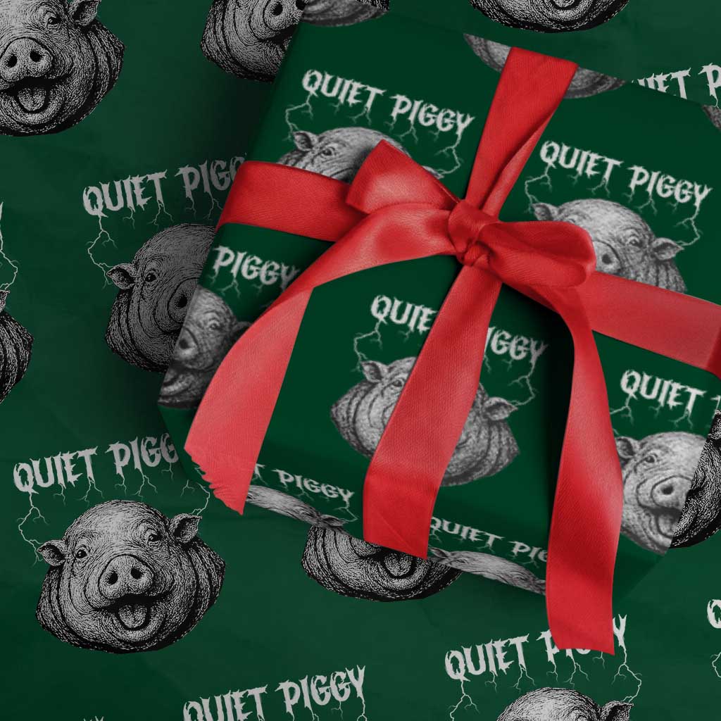 Quiet Piggy Metal Style Wrapping Paper Roll Dark Humor Pig Political Satire Humor Rock Aesthetic - Wonder Print Shop