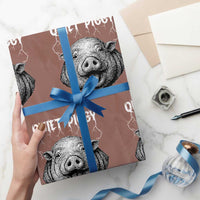 Quiet Piggy Metal Style Wrapping Paper Roll Dark Humor Pig Political Satire Humor Rock Aesthetic - Wonder Print Shop