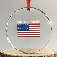Quiet Piggy Patriotic Meme Crystal Glass Ornament Satirical USA Flag Free Speech - Wonder Print Shop