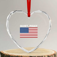 Quiet Piggy Patriotic Meme Heart Crystal Glass Ornament Satirical USA Flag Free Speech - Wonder Print Shop