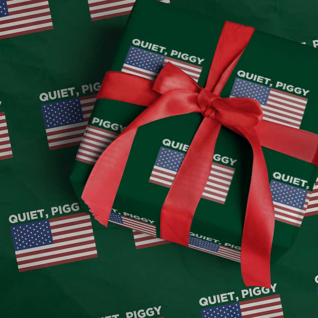 Quiet Piggy Patriotic Meme Wrapping Paper Roll Satirical USA Flag Free Speech - Wonder Print Shop