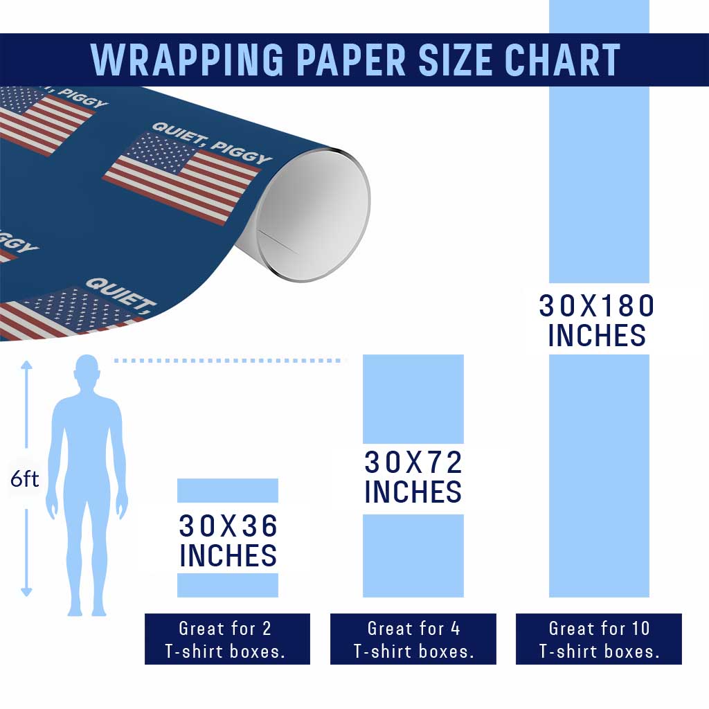 Quiet Piggy Patriotic Meme Wrapping Paper Roll Satirical USA Flag Free Speech - Wonder Print Shop