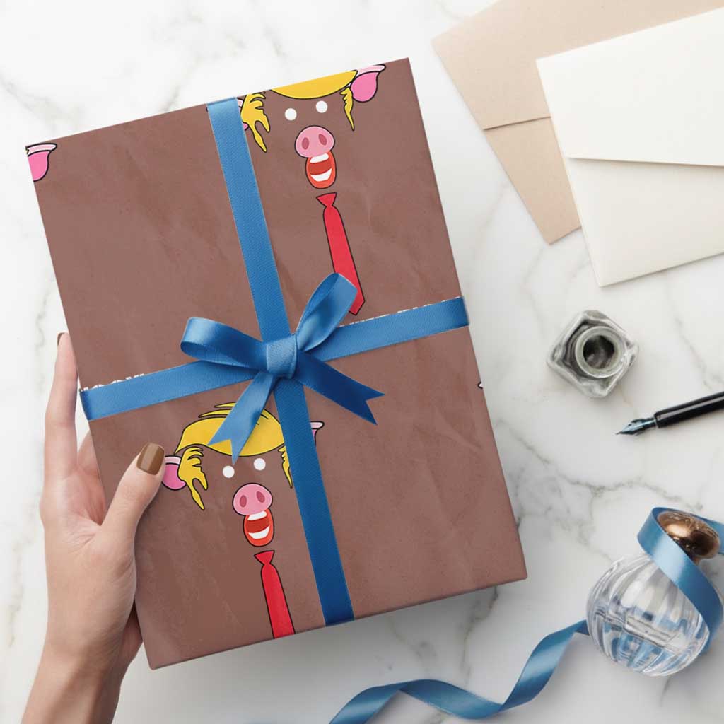 Quiet Quiet Piggy Meme Wrapping Paper Roll Anti Authoritarian Political Gag Gift - Wonder Print Shop