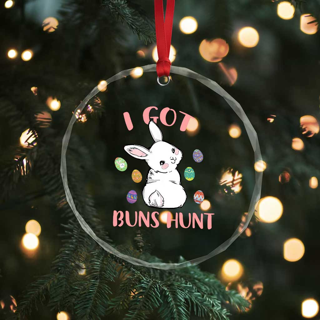 Rabbit Easter Bunny Sunglasses Crystal Glass Ornament I Got Buns Hun Funny Jokes - Wonder Print Shop