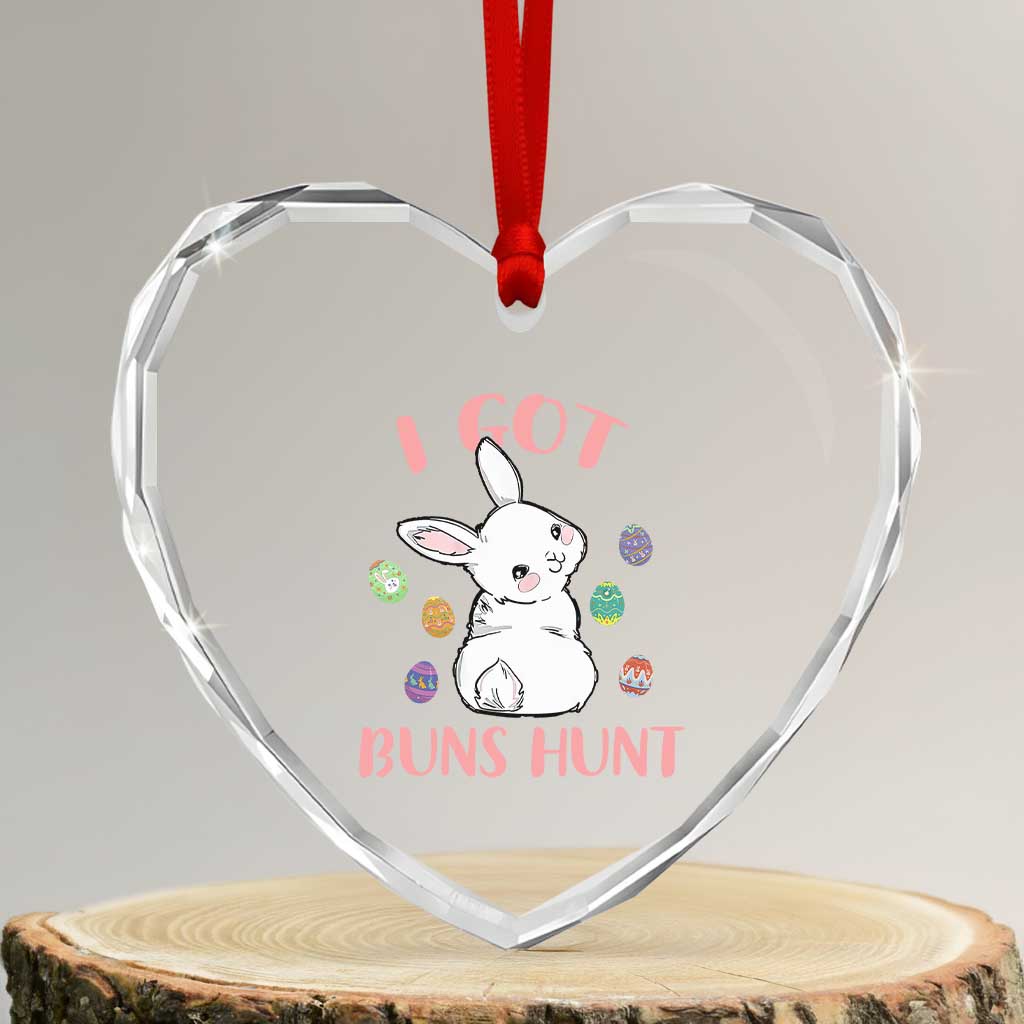 Rabbit Easter Bunny Sunglasses Heart Crystal Glass Ornament I Got Buns Hun Funny Jokes - Wonder Print Shop