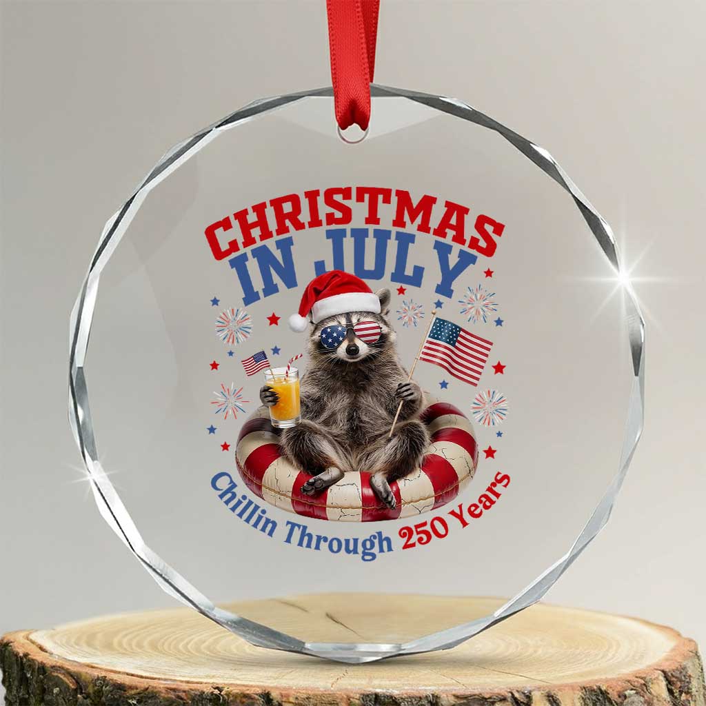 Raccoon 250th Anniversary Crystal Glass Ornament Christmas in July