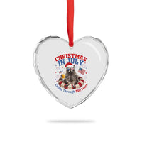 Raccoon 250th Anniversary Heart Crystal Glass Ornament Christmas in July